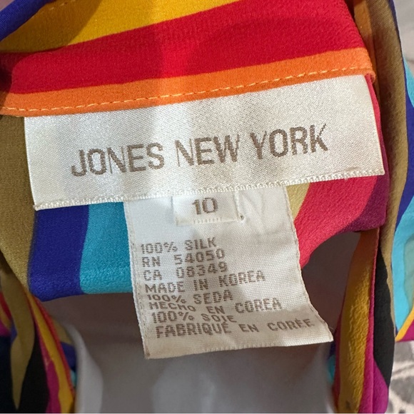 Bold Colorful Striped Pride Button-Up Shirt size 10 - Jones New York - Picture 7 of 7